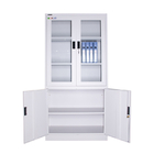 Metal File Storage Steel Glass Door Filing Cabinet Lockable