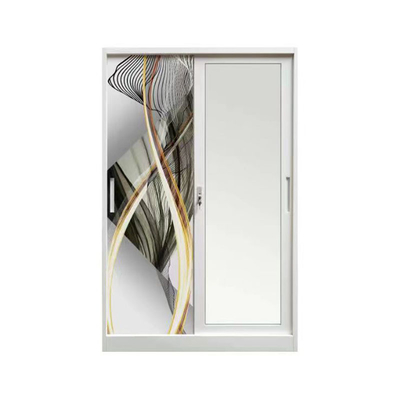 Home Two Door Steel Wardrobe With Mirror KD Structure   Wear Resistance