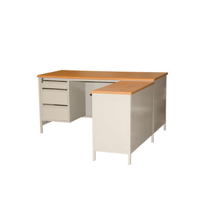 Modern MDF Board L Shaped Office Desk Three Drawer Office Desk