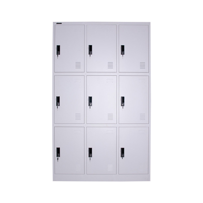 Large Capacity Metal Lockers Cabinet With Nine Doors Lockable Office Furniture