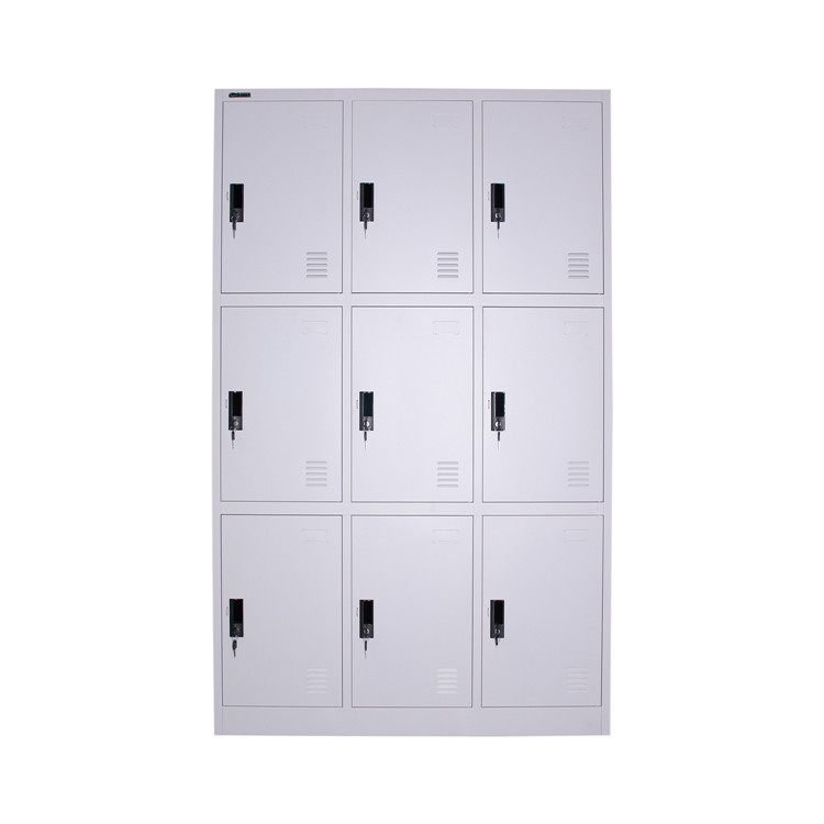 Large Capacity Metal Lockers Cabinet With Nine Doors Lockable Office Furniture